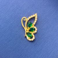 Simple Style Swan Heart Shape Butterfly Copper Irregular Rhinestones Opal Pendant Necklace sku image 54