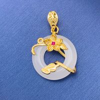 Simple Style Swan Heart Shape Butterfly Copper Irregular Rhinestones Opal Pendant Necklace sku image 26