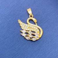 Simple Style Swan Heart Shape Butterfly Copper Irregular Rhinestones Opal Pendant Necklace sku image 138