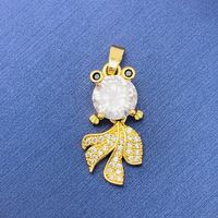 Simple Style Swan Heart Shape Butterfly Copper Irregular Rhinestones Opal Pendant Necklace sku image 95