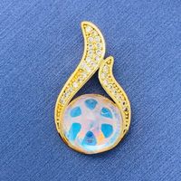Simple Style Swan Heart Shape Butterfly Copper Irregular Rhinestones Opal Pendant Necklace sku image 70