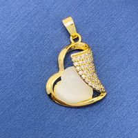 Simple Style Swan Heart Shape Butterfly Copper Irregular Rhinestones Opal Pendant Necklace sku image 64
