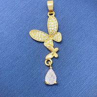 Simple Style Swan Heart Shape Butterfly Copper Irregular Rhinestones Opal Pendant Necklace sku image 74