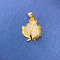Simple Style Swan Heart Shape Butterfly Copper Irregular Rhinestones Opal Pendant Necklace sku image 56
