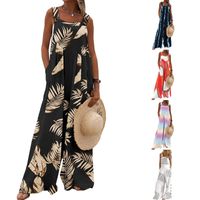 Women's Daily Casual Letter Color Block Leaves Full Length Printing Jumpsuits main image 1