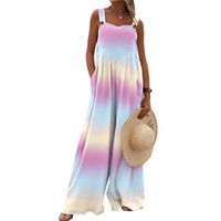 Women's Daily Casual Letter Color Block Leaves Full Length Printing Jumpsuits main image 4