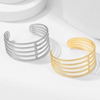 Exaggerated Geometric Stainless Steel Plating Bangle main image 4