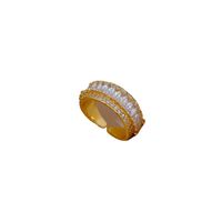 Simple Style Crown Brass Plating Inlay Zircon Open Ring 1 Piece main image 4