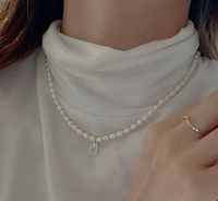 Retro Einfarbig Süßwasserperle Sterling Silber Perlen Halskette Mit Anhänger 1 Stück main image 5