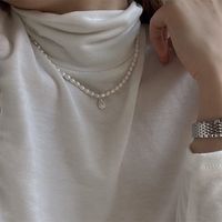 Retro Einfarbig Süßwasserperle Sterling Silber Perlen Halskette Mit Anhänger 1 Stück main image 3