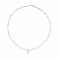 Retro Solid Color Freshwater Pearl Sterling Silver Beaded Pendant Necklace 1 Piece main image 2