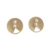 1 Pair Simple Style Round Hollow Out Inlay Sterling Silver Pearl Ear Studs main image 3