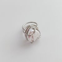 Fashion Geometric Heart Shape Freshwater Pearl Copper Plating Inlay Zircon Open Ring 1 Piece main image 4