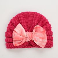 Children Unisex Cute Fashion Bow Knot Braid Bowknot Eaveless Wool Cap main image 2