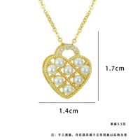 Fashion Heart Shape Copper Plating Pearl Zircon 18k Gold Plated Pendant Necklace main image 2