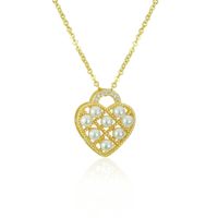 Fashion Heart Shape Copper Plating Pearl Zircon 18k Gold Plated Pendant Necklace sku image 1