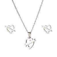 Titanium Steel Sweet Plating Heart Shape Earrings Necklace main image 10