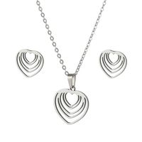 Titanium Steel Sweet Plating Heart Shape Earrings Necklace main image 7