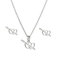 Titanium Steel Sweet Plating Heart Shape Earrings Necklace sku image 1
