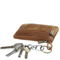 Unisex Solid Color Leather Zipper Coin Purses sku image 2