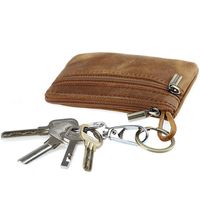Unisex Solid Color Leather Zipper Coin Purses main image 5