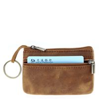 Unisex Solid Color Leather Zipper Coin Purses main image 3