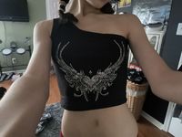 Women's T-shirt Sleeveless T-shirts Rhinestone Sexy Heart Shape Wings main image 3