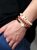 Vintage Style Cross Plastic Beaded Men's Bracelets main image 4