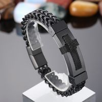 1 Pieza Hip Hop Cruzar Acero Titanio Enchapado Hombres Pulsera main image 9