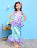 Fashion Mermaid Printing Cotton Blend Girls Dresses sku image 7