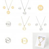 Simple Style Infinity Titanium Steel Hollow Out Earrings Necklace 1 Set main image 1