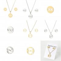 Simple Style Infinity Titanium Steel Hollow Out Earrings Necklace 1 Set main image 10