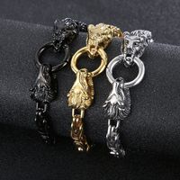 1 Pièce Hip Hop Lion Acier Au Titane Placage Hommes Bracelets main image 1