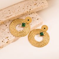 Retro Geometric Stainless Steel Inlay Malachite Earrings 1 Pair sku image 2