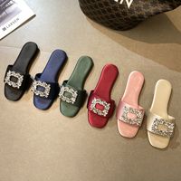 Women's Fashion Solid Color Rhinestone Open Toe Slides Slippers main image 5