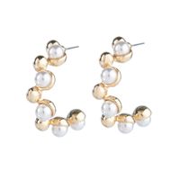 1 Pair Retro C Shape Inlay Alloy Pearl Ear Studs main image 2