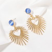 1 Pair Fashion Heart Shape Alloy Inlay Opal Women's Drop Earrings main image 1
