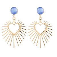 1 Pair Fashion Heart Shape Alloy Inlay Opal Women's Drop Earrings main image 4