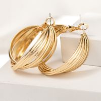 1 Pair Fashion Stripe Solid Color Metal Women's Hoop Earrings main image 2