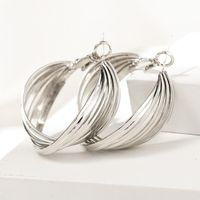1 Pair Fashion Stripe Solid Color Metal Women's Hoop Earrings sku image 1
