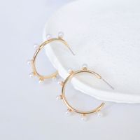 1 Pair Fashion C Shape Plating Alloy Artificial Pearls Hoop Earrings main image 1
