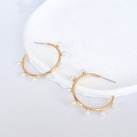 1 Pair Fashion C Shape Plating Alloy Artificial Pearls Hoop Earrings main image 6