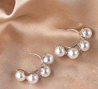 1 Paire Mode Fleur Alliage Placage Perles Artificielles Femmes Boucles D'oreilles sku image 2