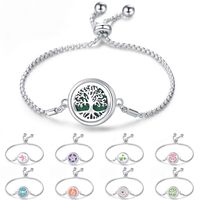 1 Piece Simple Style Round Lucky Tree Titanium Steel Alloy Chain Aromatherapy Unisex Bangle main image 1