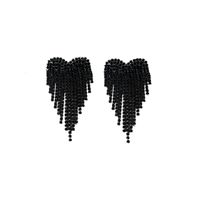 1 Pair Fashion Tassel Heart Shape Metal Inlay Rhinestones Women's Drop Earrings sku image 4