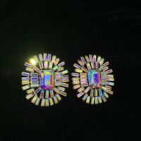 1 Pair Fashion Oval Alloy Inlay Rhinestones Women's Ear Studs sku image 1