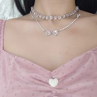 1 Pieza Moda Forma De Corazón Aleación Embutido Diamantes De Imitación Mujeres Collar main image 3