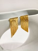 1 Pair Elegant Exaggerated Tassel Heart Shape Plating Titanium Steel 18k Gold Plated Drop Earrings sku image 6