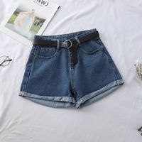Women's Daily Retro Solid Color Shorts Washed Jeans main image 4