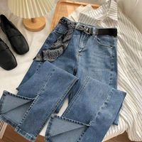 Women's Daily Retro Solid Color Full Length Washed Jeans main image 4